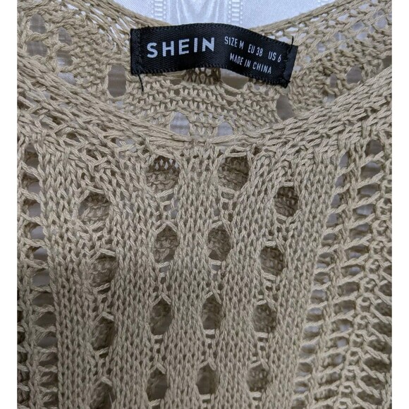 Shein Slip Dress Medium Beige Knit Cover-up Spaghetti Straps Circles Bubbles M - Picture 4 of 9